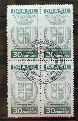 C 556 Selo Exposicao Nacional do Fumo Santa Cruz do Sul Brasao 1966 Quadra CBC RS