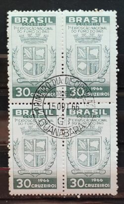 C 556 Selo Exposicao Nacional do Fumo Santa Cruz do Sul Brasao 1966 Quadra CPD GB