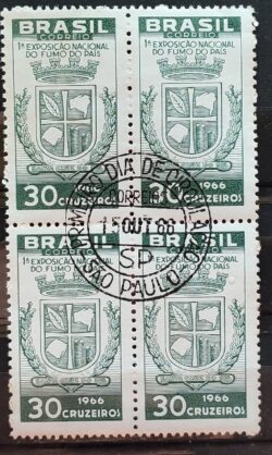C 556 Selo Exposicao Nacional do Fumo Santa Cruz do Sul Brasao 1966 Quadra CPD SP 2