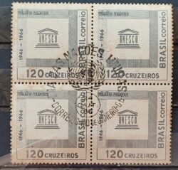 C 557 Selo 20 Anos da Unesco Onu 1966 Quadra CBC GB