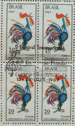 C 582 Selo 2 Festival Internacional da Cancao Popular Musica Galo 1967 Quadra CBC GB 1