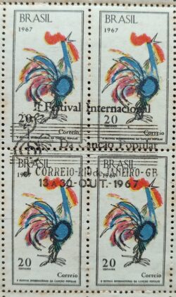 C 582 Selo 2 Festival Internacional da Cancao Popular Musica Galo 1967 Quadra CBC GB 2