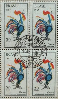 C 582 Selo 2 Festival Internacional da Cancao Popular Musica Galo 1967 Quadra CPD GB 1
