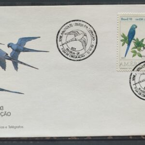 Envelope FDC 598 1993 Araras Brasileiras Fauna CBC DF 02