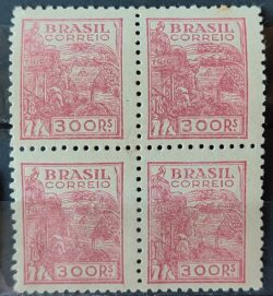 Selo Regular RHM 358A Netinha Trigo 300 Reis Filigrana P 1941 Quadra