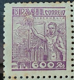 Selo Regular RHM 361 Netinha Siderurgia 600 Reis Filigrana P 1941