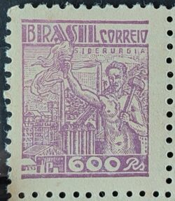 Selo Regular RHM 361A Netinha Siderurgia 600 Reis Filigrana P 1941