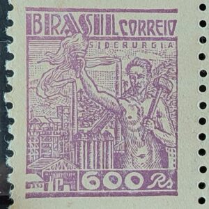 Selo Regular RHM 361A Netinha Siderurgia 600 Reis Filigrana P 1941