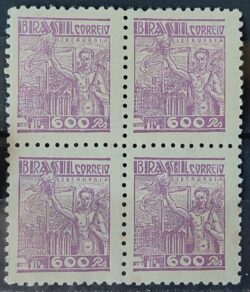 Selo Regular RHM 361A Netinha Siderurgia 600 Reis Filigrana P 1941 Quadra