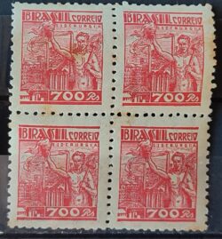 Selo Regular RHM 362 Netinha Siderurgia 700 Reis Filigrana P 1941 Quadra