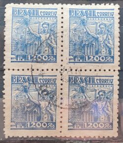 Selo Regular RHM 364 Netinha Siderurgia 1200 Reis Filigrana P 1941 Quadra Circulado 1