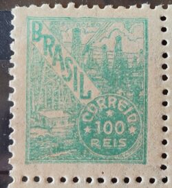 Selo Regular RHM 388 Netinha Petroleo 100 Reis Filigrana O 1942