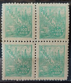 Selo Regular RHM 388 Netinha Petroleo 100 Reis Filigrana O 1942 Quadra 1