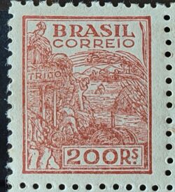 Selo Regular RHM 389 Netinha Trigo 200 Reis Filigrana O 1942