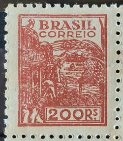 Selo Regular RHM 389E Netinha Trigo 200 Reis Filigrana O 1942