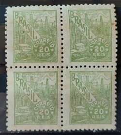 Selo Regular RHM 405 Netinha Petroleo 20 Reis Filigrana Q 1946 Quadra