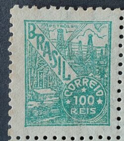 Selo Regular RHM 442 Netinha Petroleo 100 Reis Filigrana O 1942