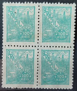 Selo Regular RHM 442 Netinha Petroleo 100 Reis Filigrana O 1942 Quadra 2