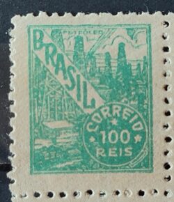 Selo Regular RHM 442A Netinha Petroleo 100 Reis Filigrana O 1942