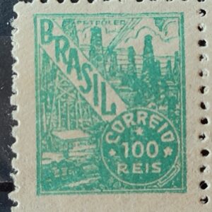 Selo Regular RHM 442A Netinha Petroleo 100 Reis Filigrana O 1942