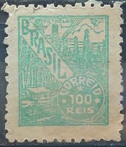 Selo Regular RHM 442A Netinha Petroleo 100 Reis Filigrana O 1942 Circulado 1