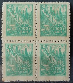 Selo Regular RHM 442A Netinha Petroleo 100 Reis Filigrana O 1942 Quadra