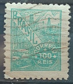Selo Regular RHM 442B Netinha Petroleo 100 Reis Filigrana O 1942 Circulado 1