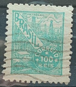 Selo Regular RHM 442B Netinha Petroleo 100 Reis Filigrana O 1942 Circulado 2