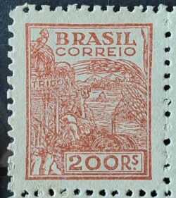 Selo Regular RHM 443 Netinha Trigo 200 Reis Filigrana O 1942