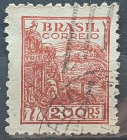 Selo Regular RHM 443 Netinha Trigo 200 Reis Filigrana O 1942 Circulado 1