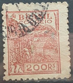 Selo Regular RHM 443 Netinha Trigo 200 Reis Filigrana O 1942 Circulado 2