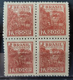 Selo Regular RHM 443A Netinha Trigo 200 Reis Filigrana O 1942 Quadra