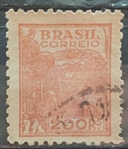 Selo Regular RHM 443B Netinha Trigo 200 Reis Filigrana O 1942 Circulado 4