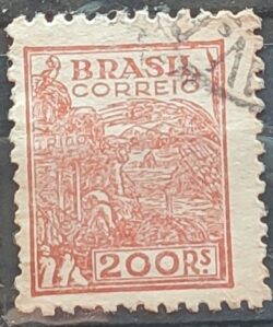 Selo Regular RHM 443B Netinha Trigo 200 Reis Filigrana O 1942 Circulado 7