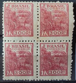 Selo Regular RHM 444 Netinha Trigo 300 Reis Filigrana O 1942 Quadra