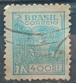 Selo Regular RHM 445 Netinha Trigo 400 Reis Filigrana O 1942 Circulado 1