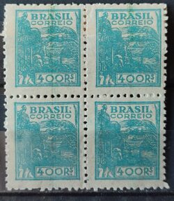 Selo Regular RHM 445 Netinha Trigo 400 Reis Filigrana O 1942 Quadra