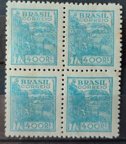 Selo Regular RHM 445B Netinha Trigo 400 Reis Filigrana O 1942 Quadra