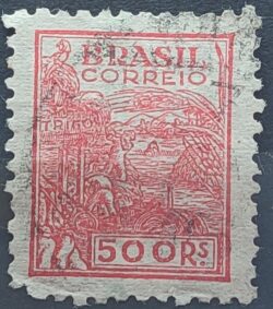 Selo Regular RHM 446 Netinha Trigo 500 Reis Filigrana O 1942 Circulado 1