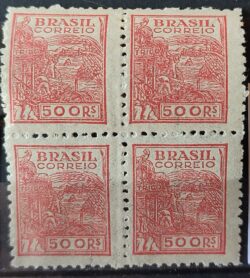 Selo Regular RHM 446 Netinha Trigo 500 Reis Filigrana O 1942 Quadra