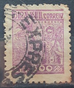 Selo Regular RHM 447 Netinha Siderurgia 600 Reis Filigrana O 1942 Circulado 1