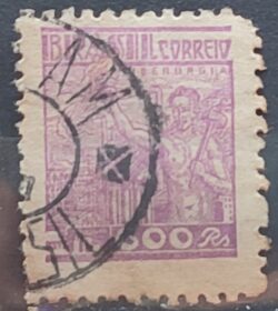 Selo Regular RHM 447 Netinha Siderurgia 600 Reis Filigrana O 1942 Circulado 2