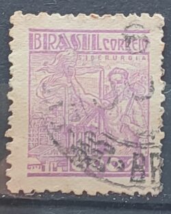 Selo Regular RHM 447 Netinha Siderurgia 600 Reis Filigrana O 1942 Circulado 3