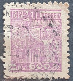 Selo Regular RHM 447 Netinha Siderurgia 600 Reis Filigrana O 1942 Circulado 4