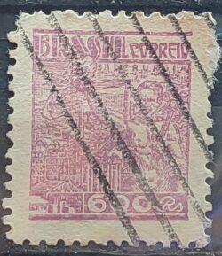 Selo Regular RHM 447 Netinha Siderurgia 600 Reis Filigrana O 1942 Circulado 6