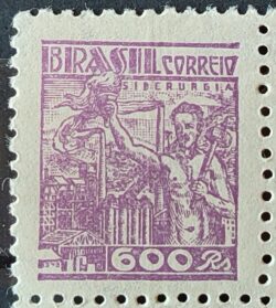 Selo Regular RHM 447B Netinha Siderurgia 600 Reis Filigrana O 1942