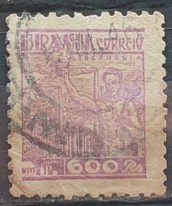 Selo Regular RHM 447B Netinha Siderurgia 600 Reis Filigrana O 1942 Circulado 2