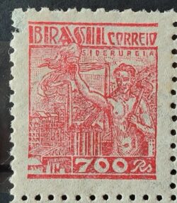 Selo Regular RHM 448 Netinha Siderurgia 600 Reis Filigrana O 1942