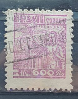 Selo Regular RHM 448 Netinha Siderurgia 600 Reis Filigrana O 1942 Circulado 1