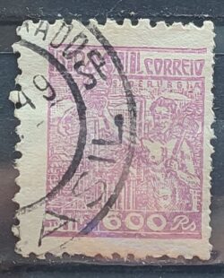 Selo Regular RHM 448 Netinha Siderurgia 600 Reis Filigrana O 1942 Circulado 2